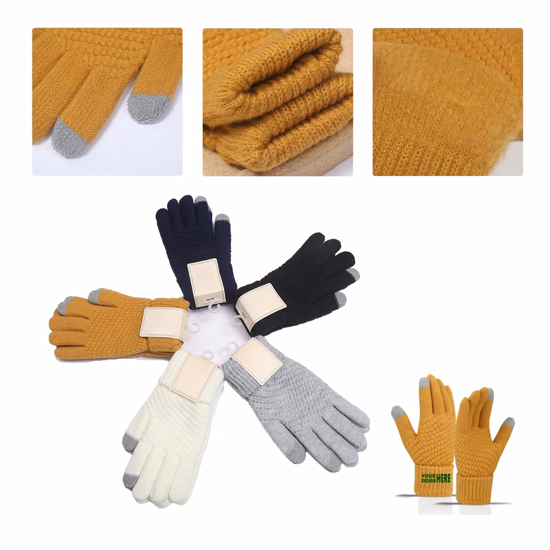 MOQ 50 Winter Touchscreen Knit Gloves with Lined Interior
