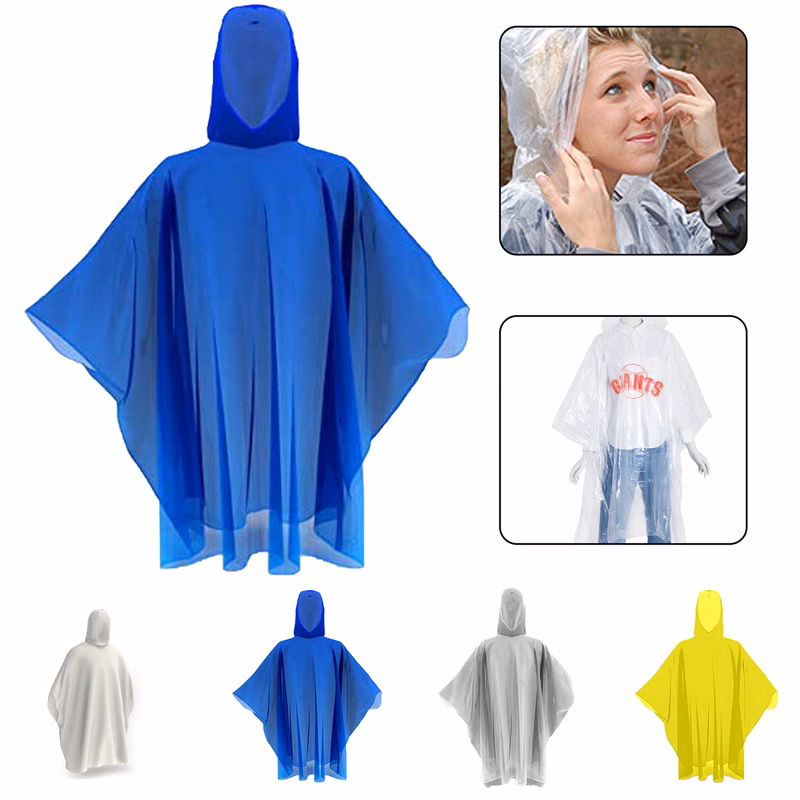 Disposable Hooded Rain Poncho