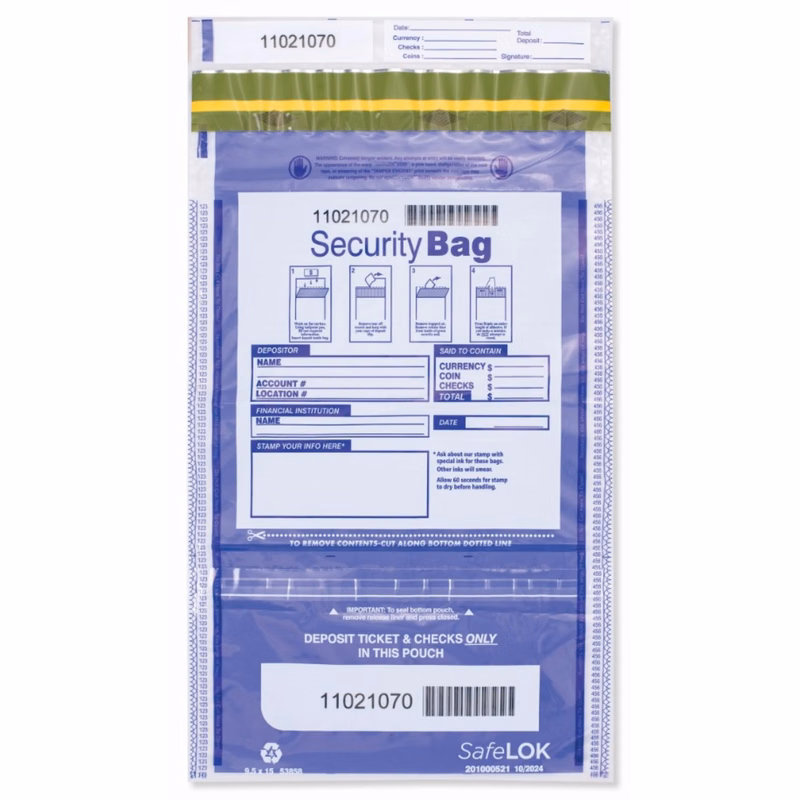 Deposit Bags, Dual Pocket, Clear Front, Opaque Back