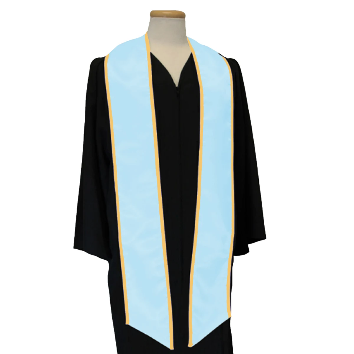 Light Blue with Gold Binded Edge Graduation Sash 1