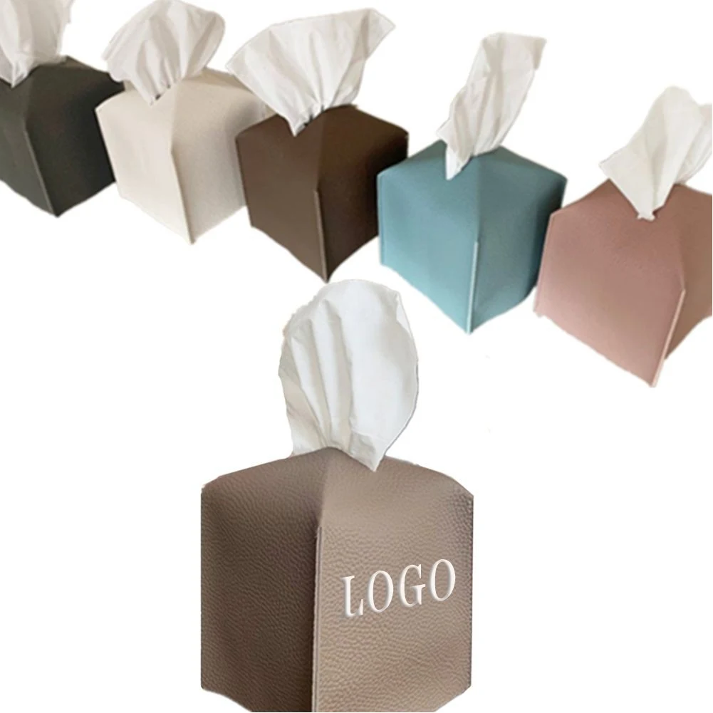 Square Leather Cube Tissue Box 1
