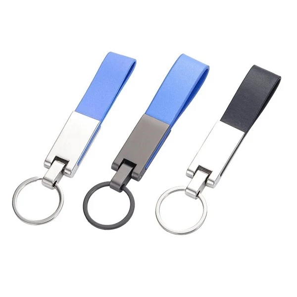 Custom PU Leather Metal Key Tag with Embossed Logo Area — Premium Branded Keychain 1