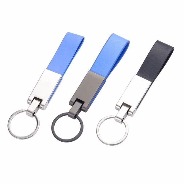 Custom PU Leather Metal Key Tag with Embossed Logo Area — Premium Branded Keychain