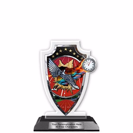Acrylic Trophy: 6" Arrow Head, Track & Field Desig