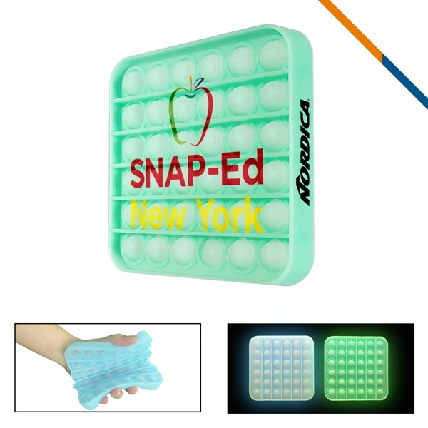 Custom Eco-Friendly Square Glow-in-Dark Push Pop Bubble — Fidget Stress Toy 1