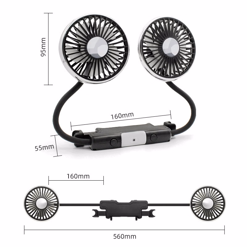Dual Head USB Car Seat Fan