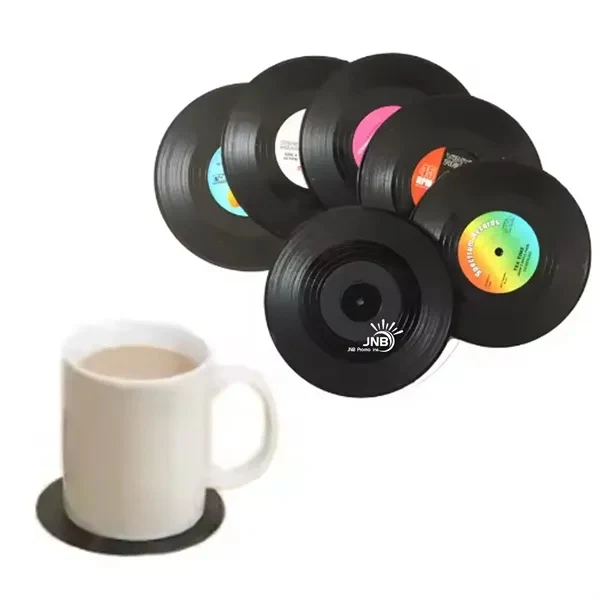 Stylish Round PVC Vinyl Record Coaster - Retro and Functioal 1