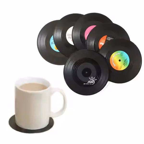 Stylish Round PVC Vinyl Record Coaster - Retro and Functioal