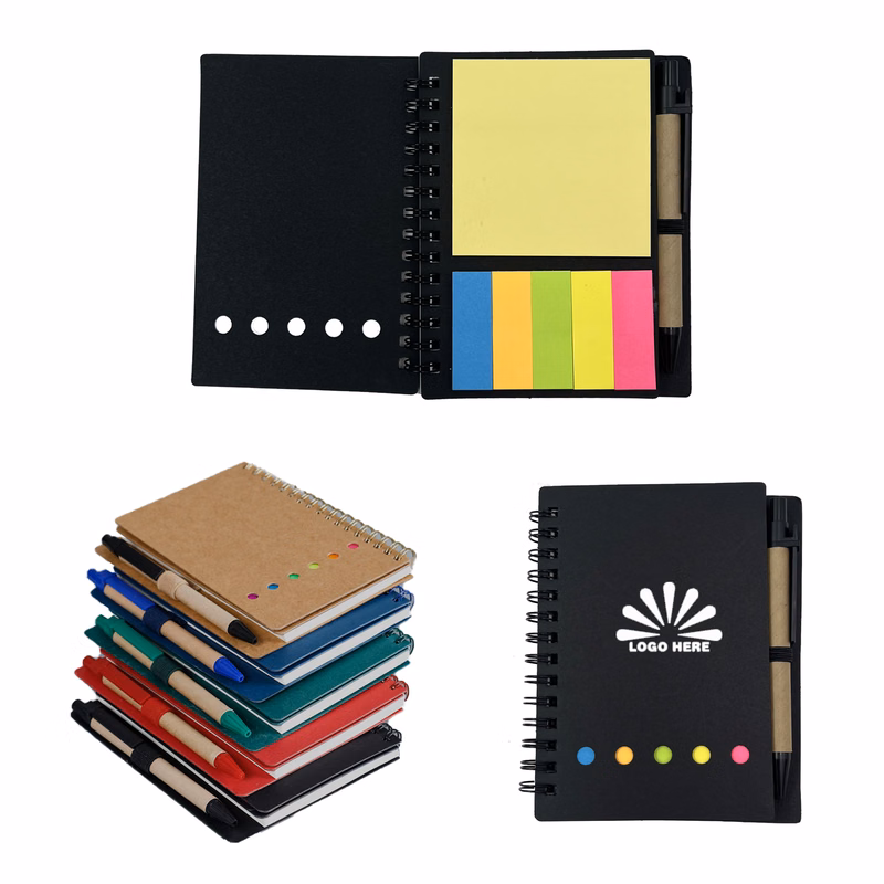 Spiral Notebook With Sticky Notes And Flags