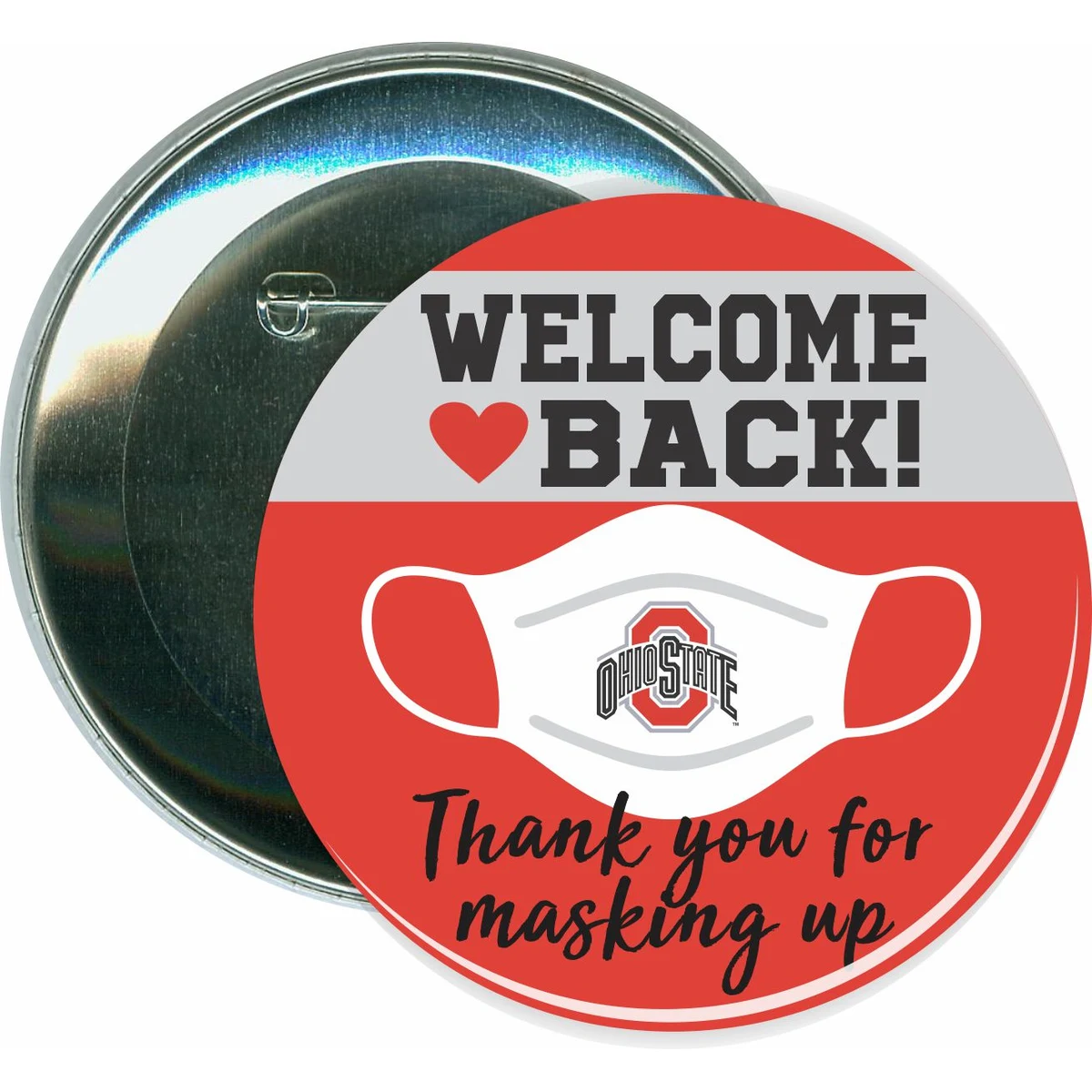 Welcome Back - Masking Up, COVID-19, Coronavirus Button 1