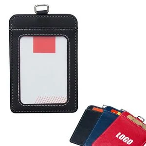 Elegant Portrait Dual Side PU Leather Card Holder With 2 Pockets 1