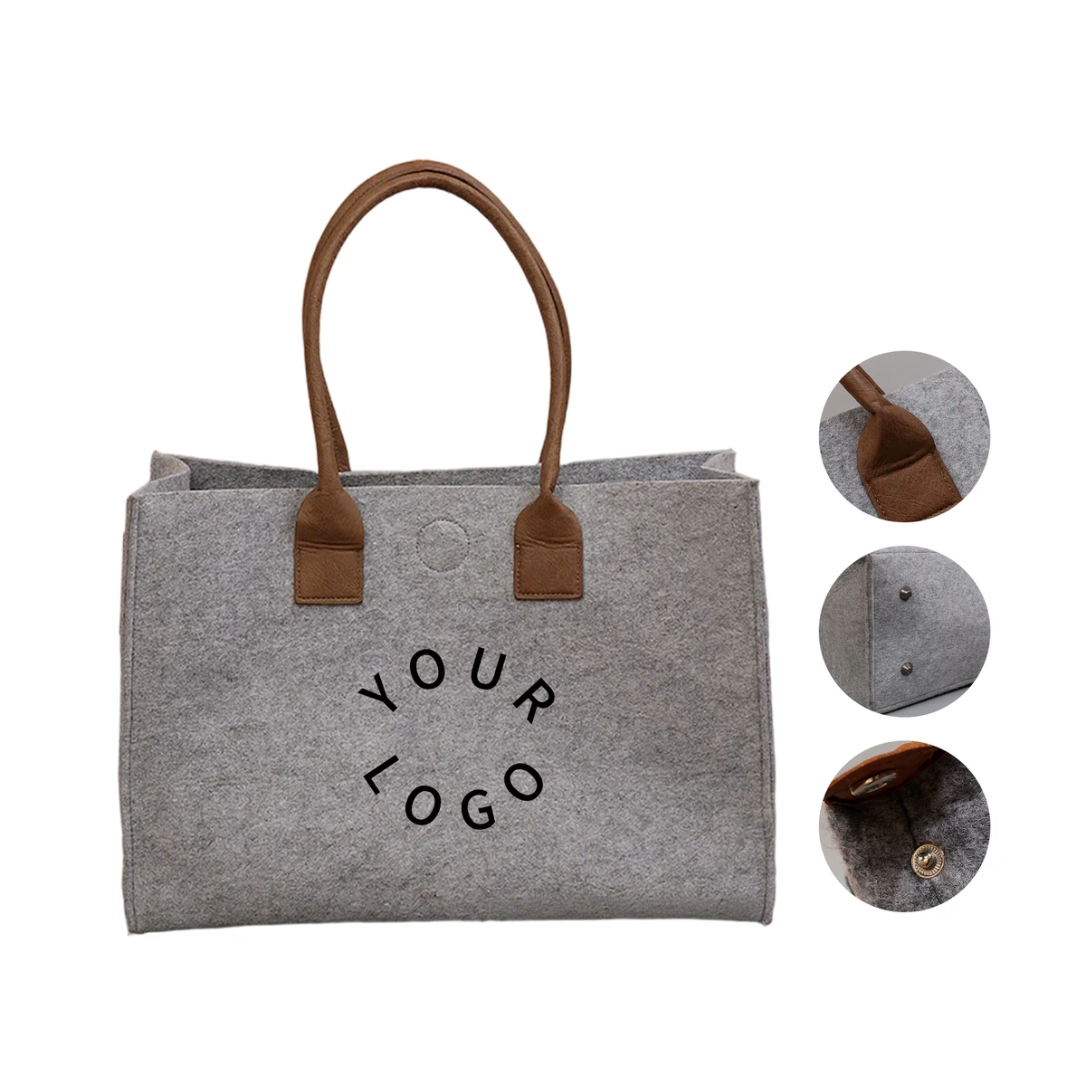 Felt Fabric Reusable Tote Bag With Upright Design, custom tote bag with logo imprint 1