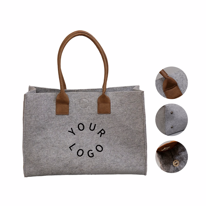 Felt Fabric Reusable Tote Bag With Upright Design
