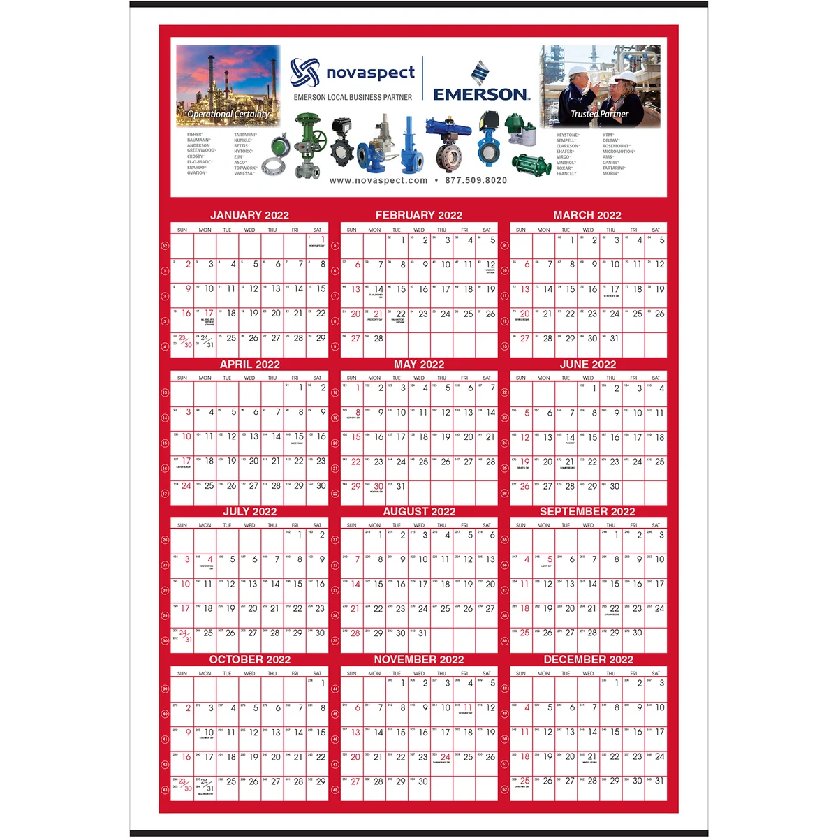 GIANT Full Color Yearly View Wall Calendar - with weekly numbering 1