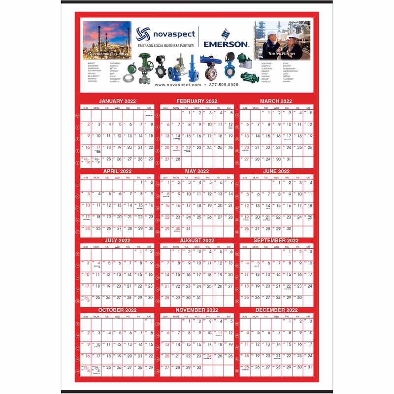 GIANT Full Color Yearly View Wall Calendar - with weekly numbering