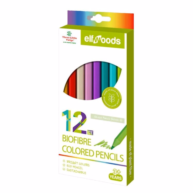 BioFibre Colored Pencils - 12 Bright Colors