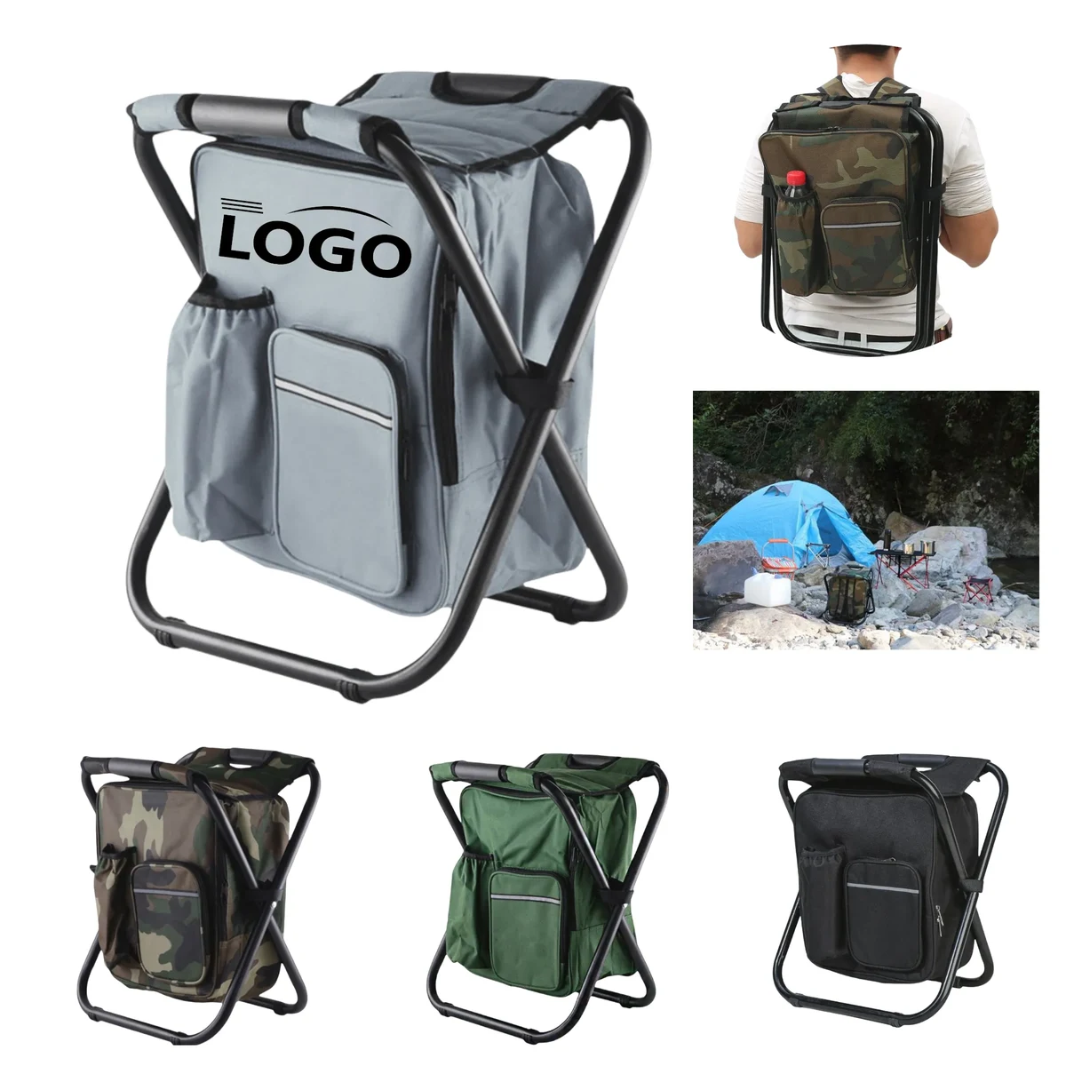 3 In 1 Portable Backpack Camping Chair with Cooler Insulated 1