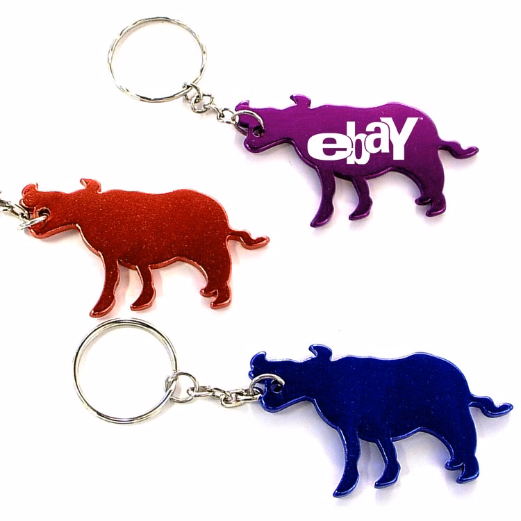 Cow / Bull shape bottle opener with key chain.