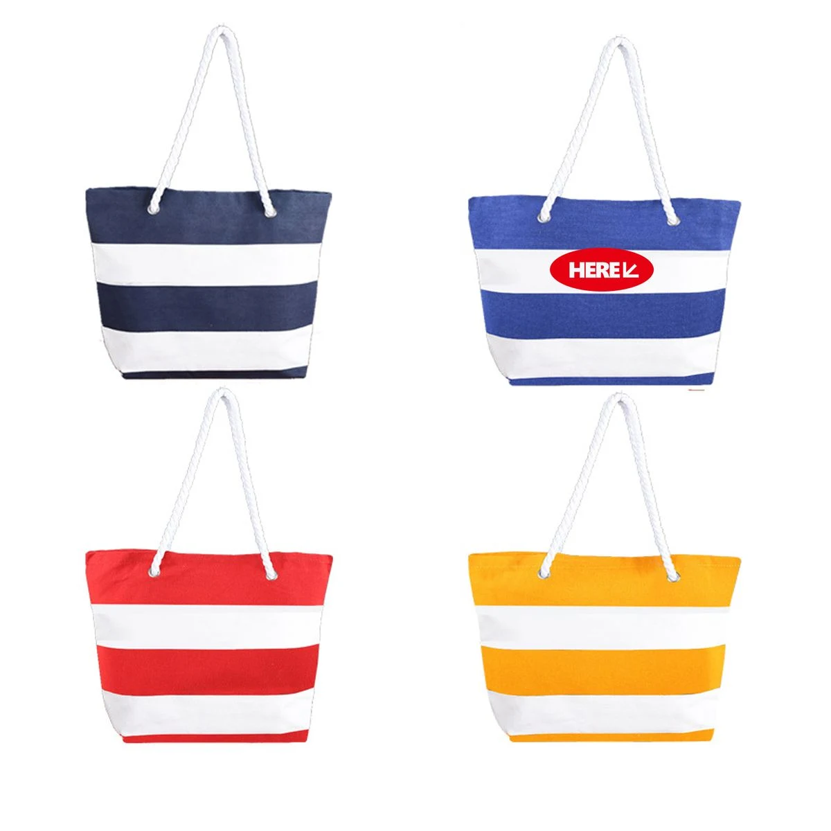 Canvas Tote Beach Bag, custom tote bag with logo imprint 1