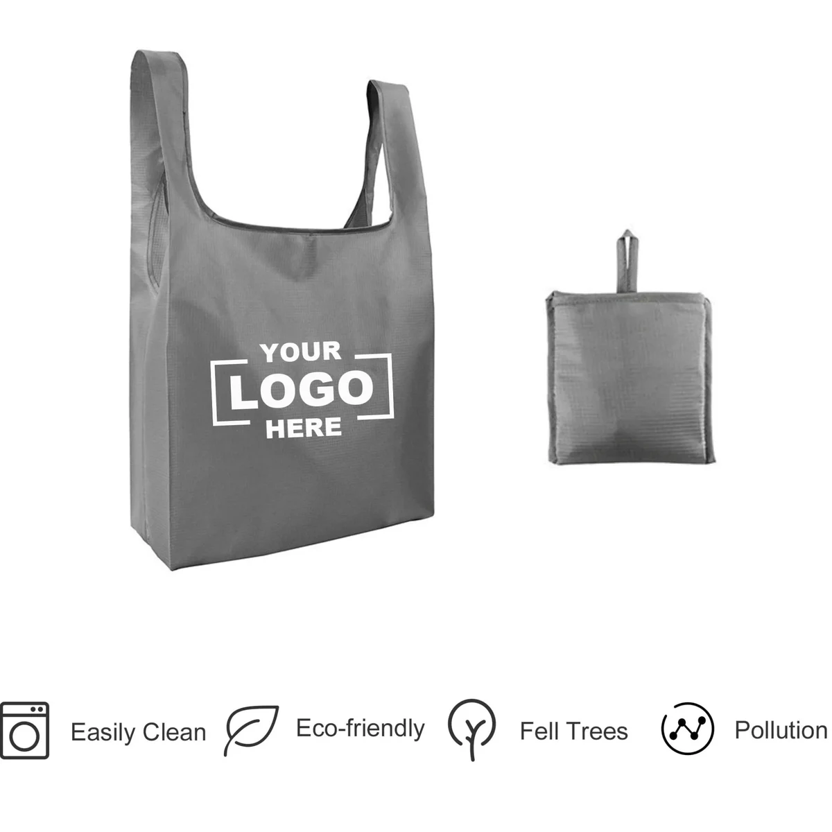 Portable Reusable Foldable Shopping Tote Bag, custom tote bag with logo imprint 1