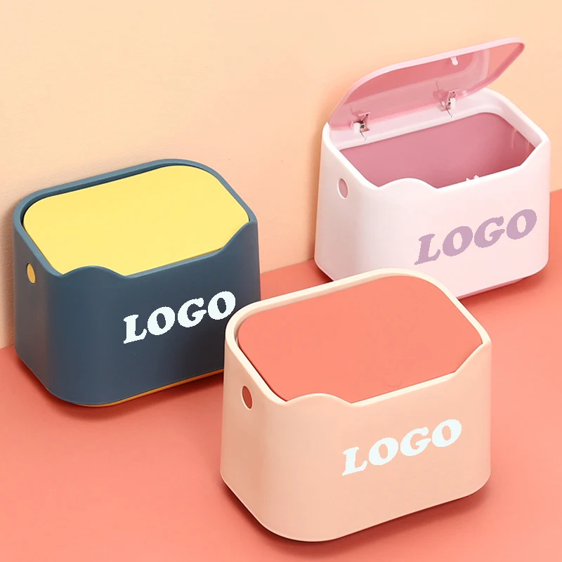 Mini Desktop Trash Can w/Lid 1