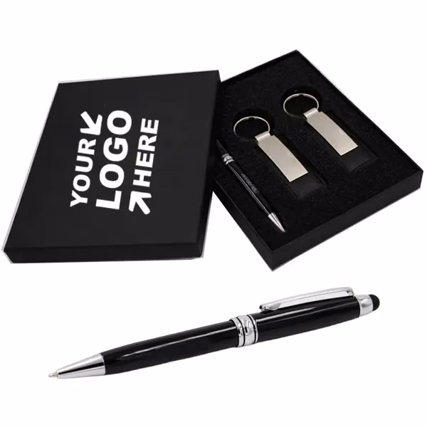 Executive Stylus Pen And Leather Keychain Gift Set