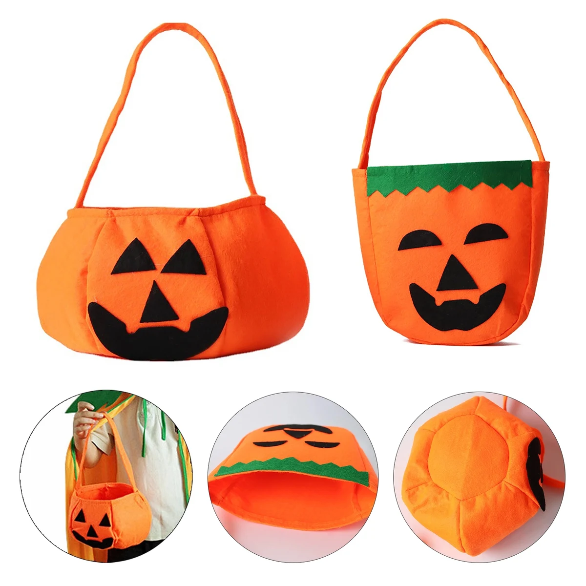Halloween Pumpkin Candy Bags for Kids Non-Woven Buckets 1