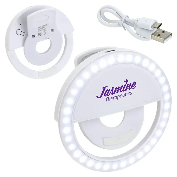 Custom Broadway Clip-On LED Ring Light Rechargeable USB — Video Meeting Gift 1