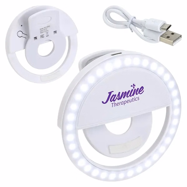 Custom Broadway Clip-On LED Ring Light Rechargeable USB — Video Meeting Gift