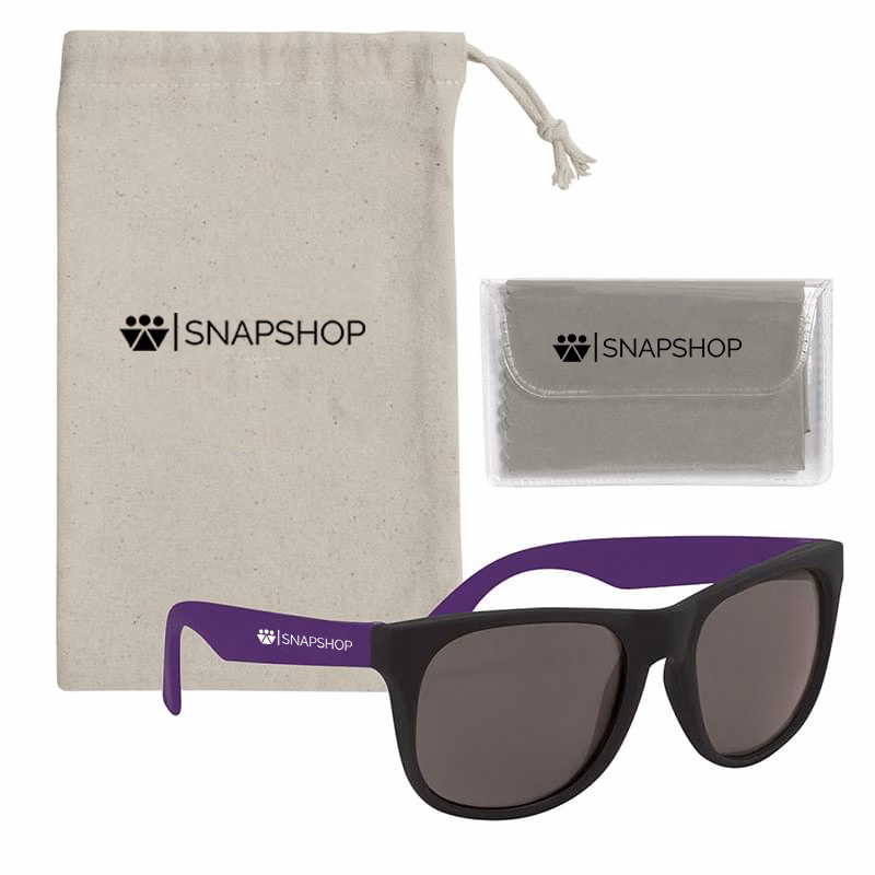 Rubberized Sunglasses With Microfiber Cloth And Pouch
