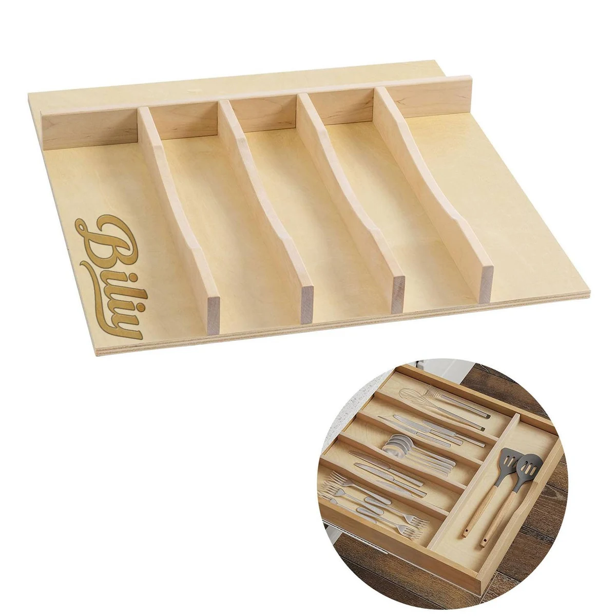 Wood Silverware Drawer Organizer 1