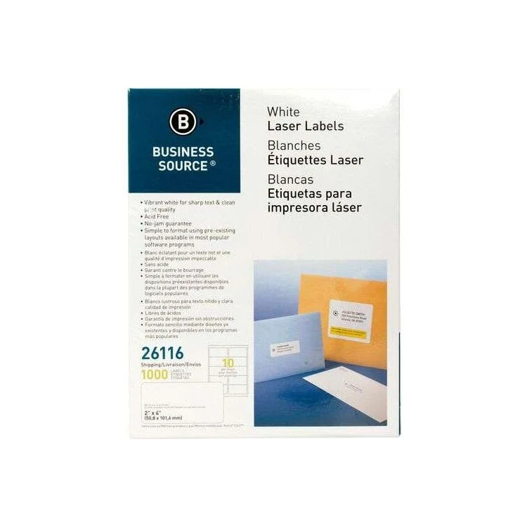 Business Source Bright White Shipping Labels - 2" x 4" 1