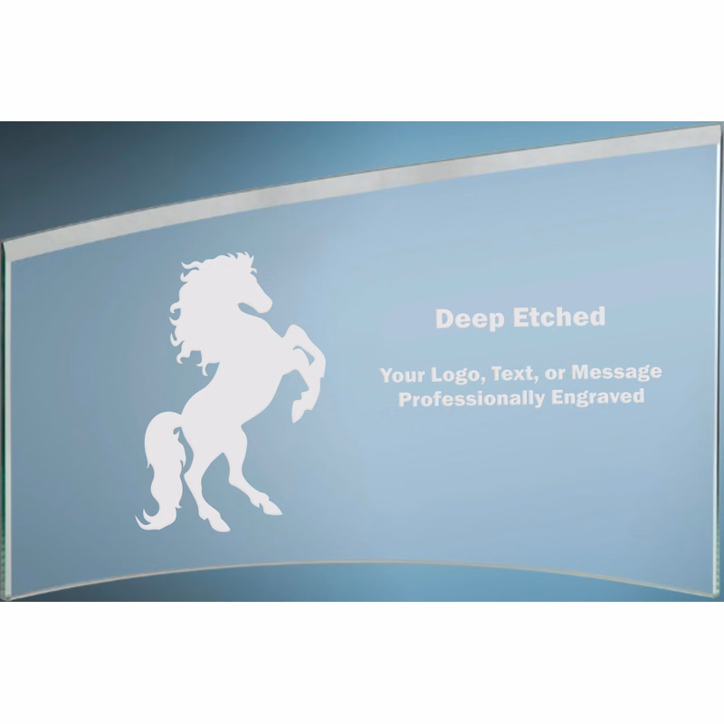 10" x 6 7/8" x 1/4" Jade Slanted Glass Crescent Award