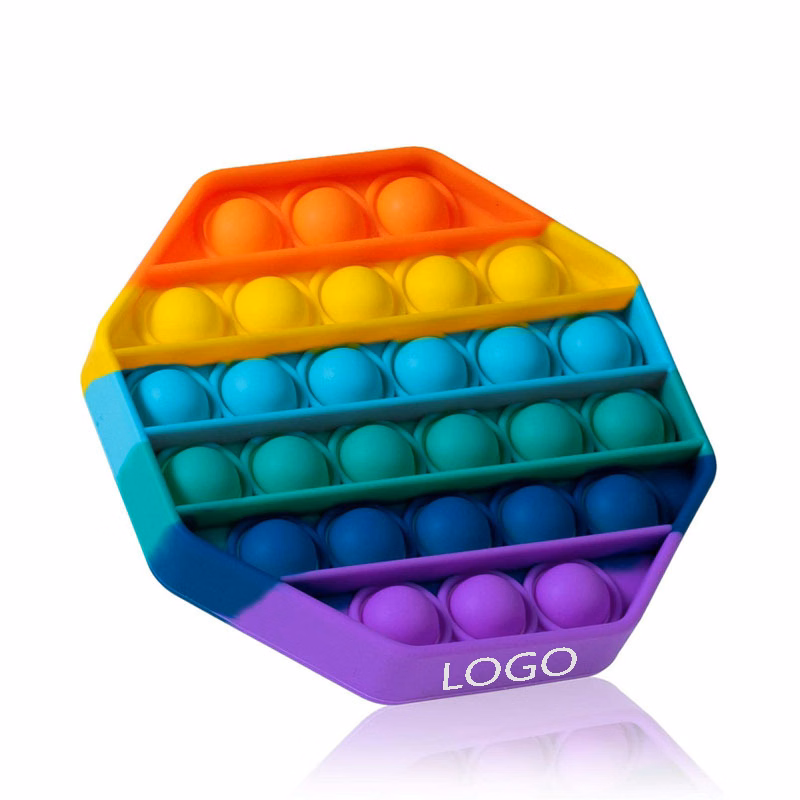 Rainbow Octagon Push Pop Bubble Fidget Sensory Squeeze Toy