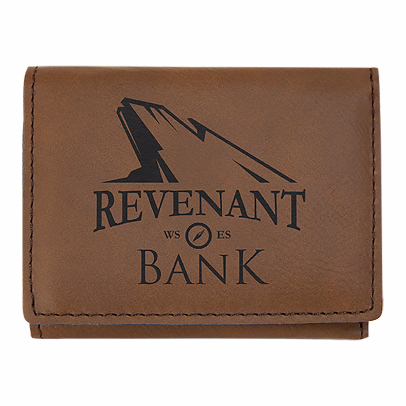 3" x 4" Dark Brown Leatherette Trifold Wallet
