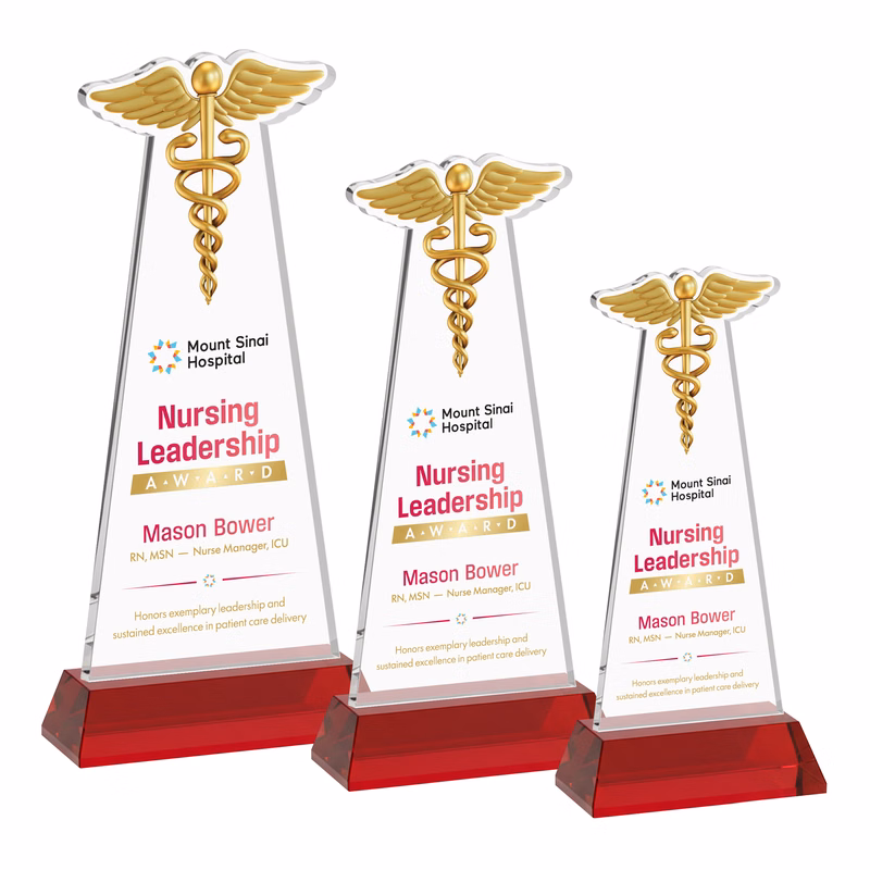 Caduceus VividPrint™ Award on Hartford Base - Red