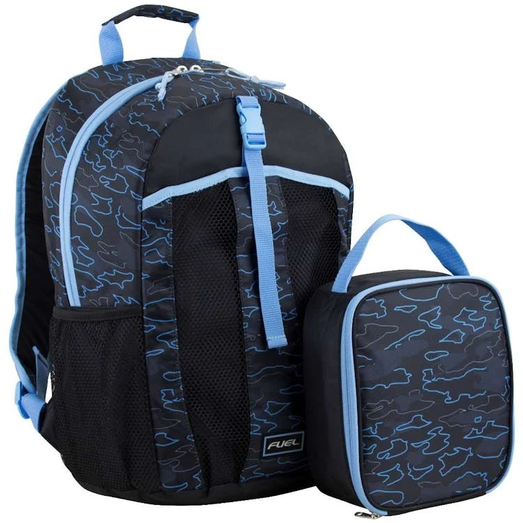 Backpack and Lunch Bag Set - Black/Blue 1