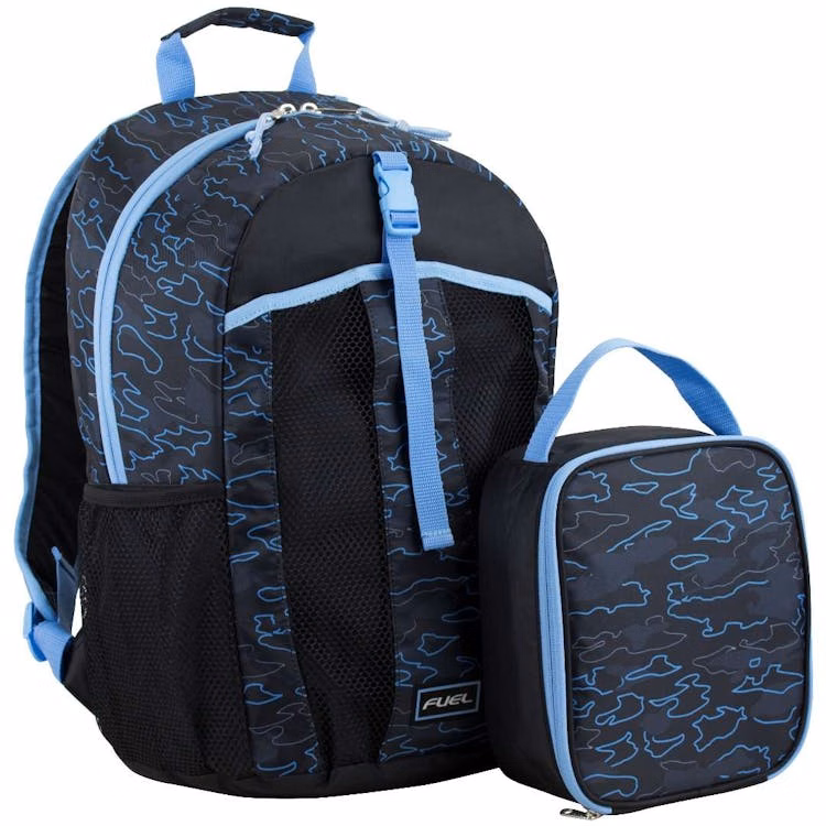 Backpack and Lunch Bag Set - Black/Blue