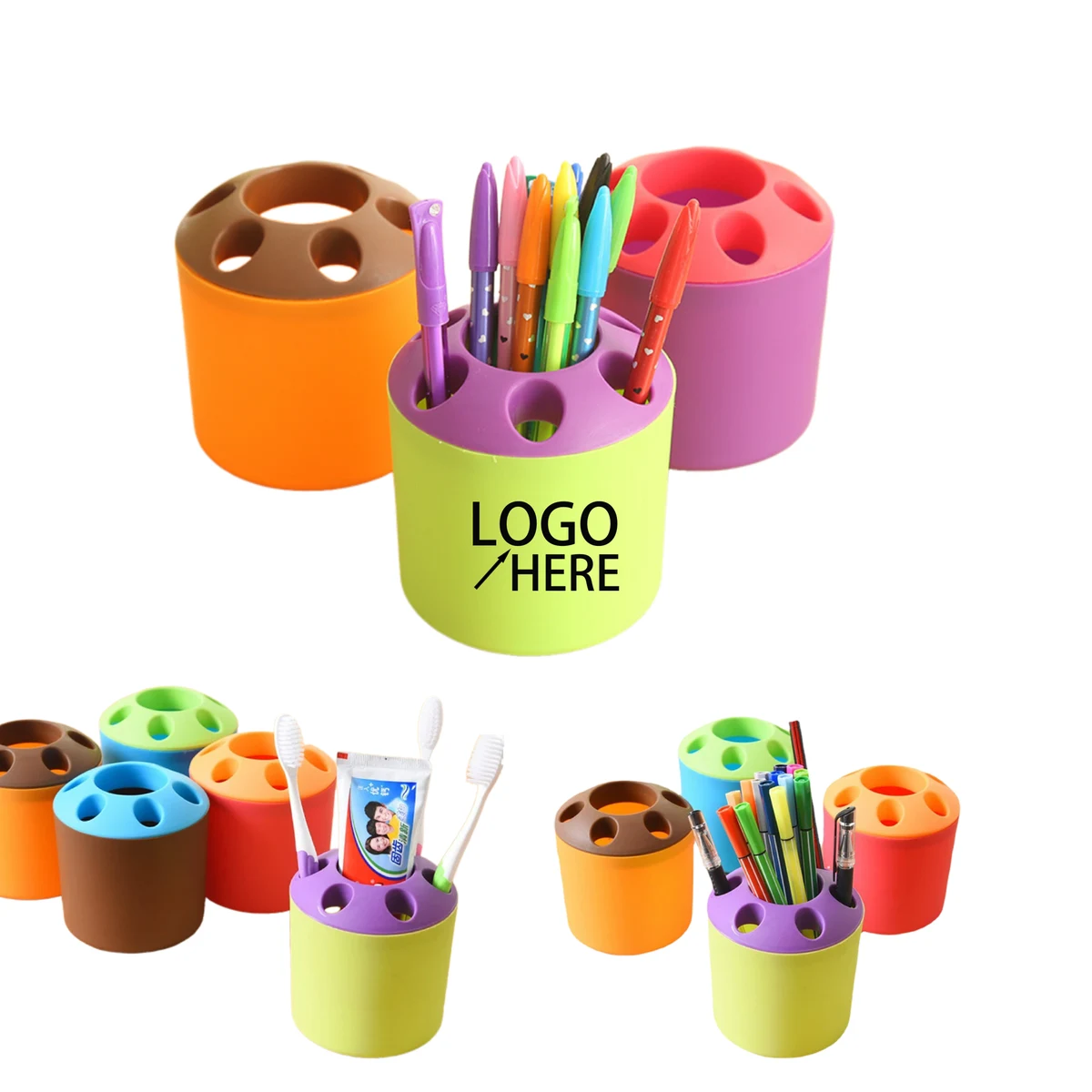 Compact Plastic Toothbrush & Pen Organizer 1