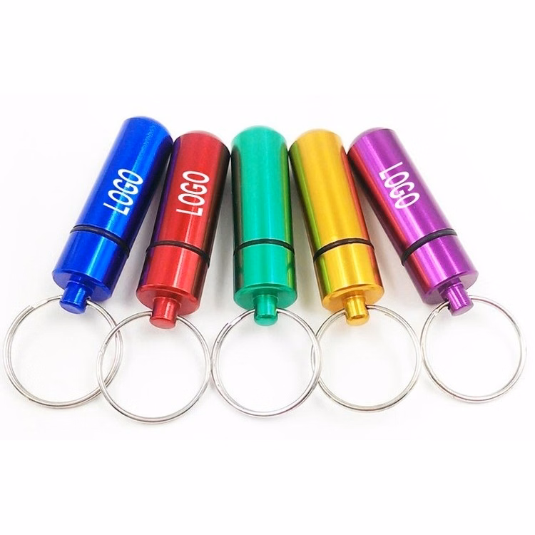 Aluminum Pill Box W/Keychain