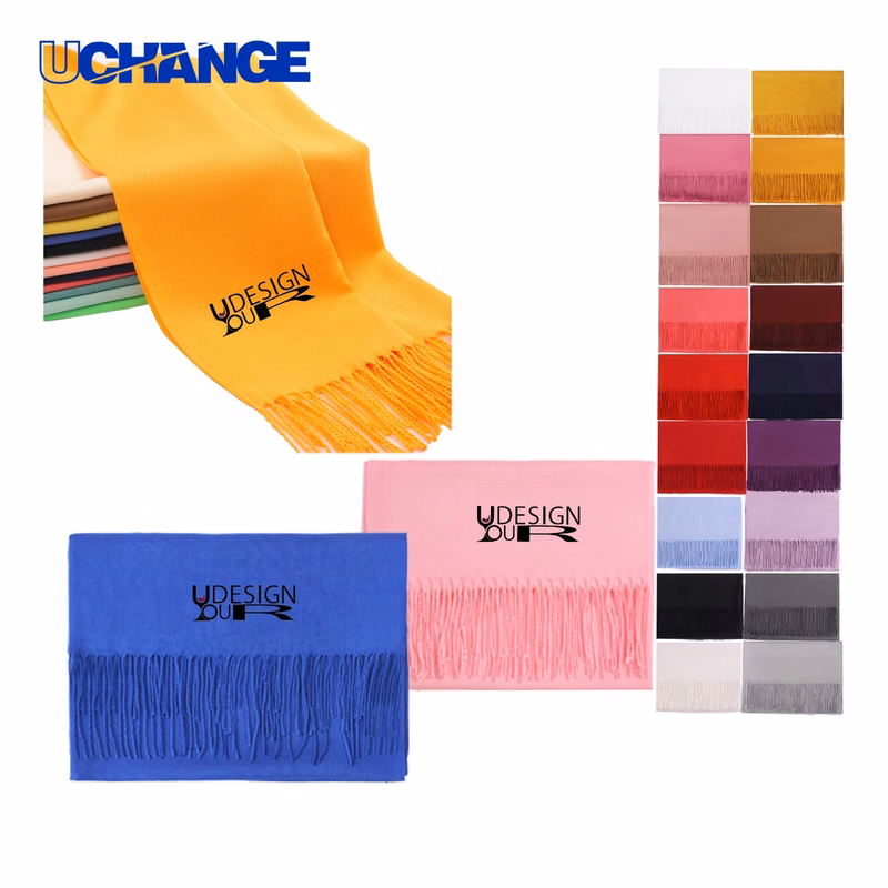 Faux Cashmere Woven Scarf with Fringes