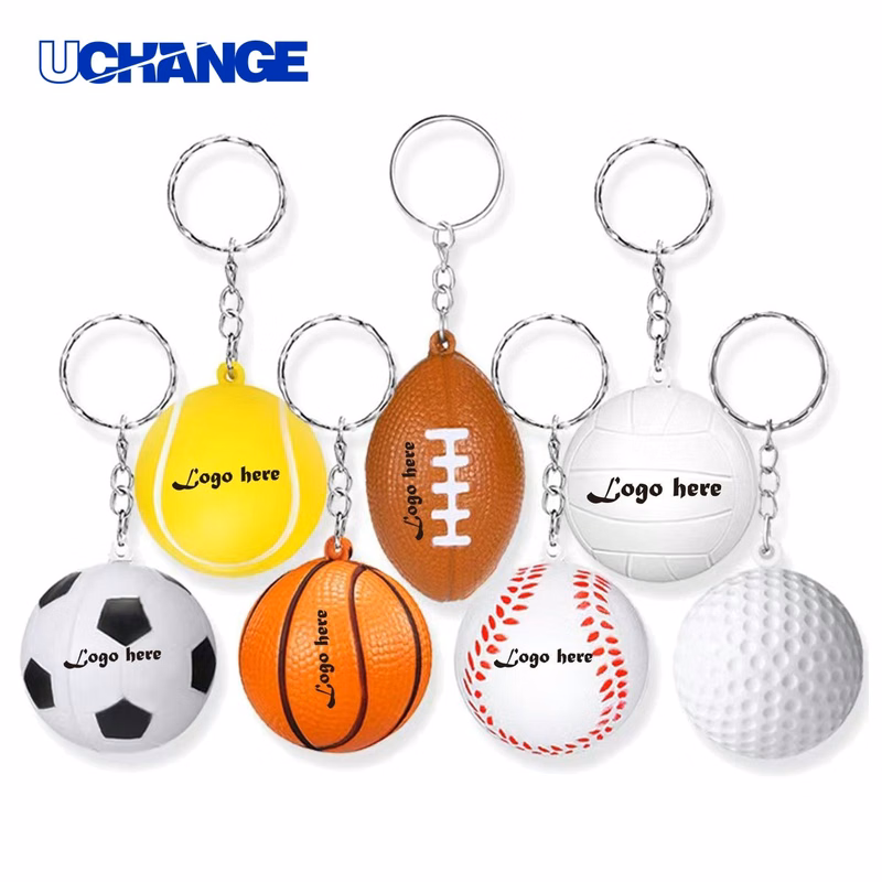2-in-1 Sports Stress Ball Keychain