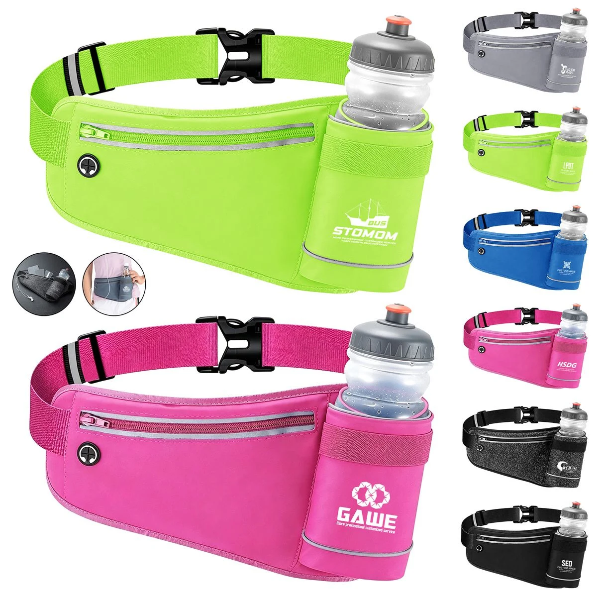 Adjustable Running Waist Bag With Water Bottle Holder 1
