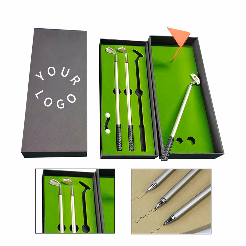 Golf Club Pen Gift Set with Mini Putting Box