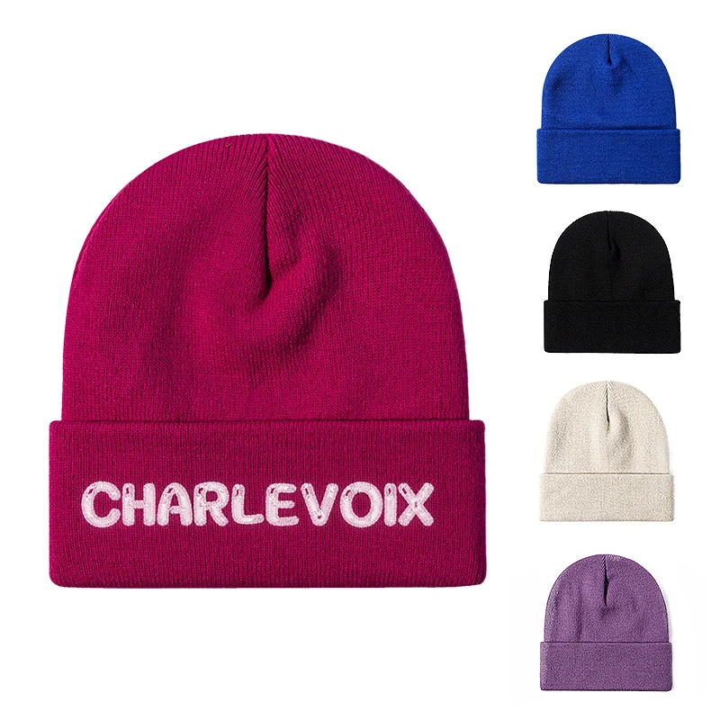 Embroidery Text Logo Name Beanie Hat 1