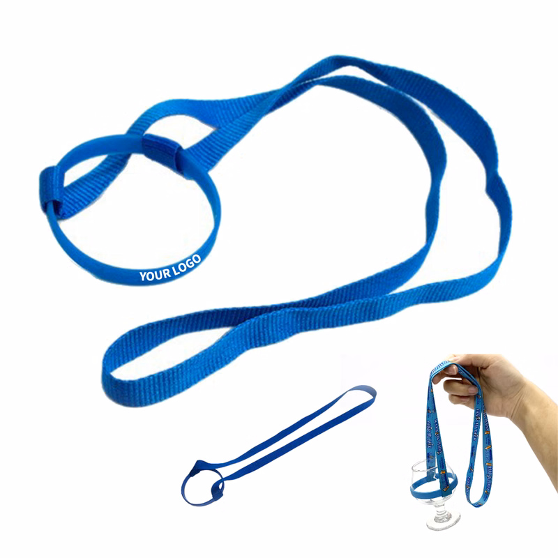 Polyester Water Bottle Lanyard With Silicone Collar 36"
