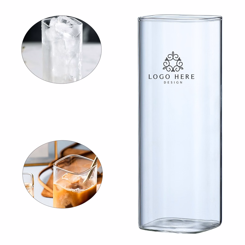 Tall Clear High Borosilicate Drinking Glass Tumbler