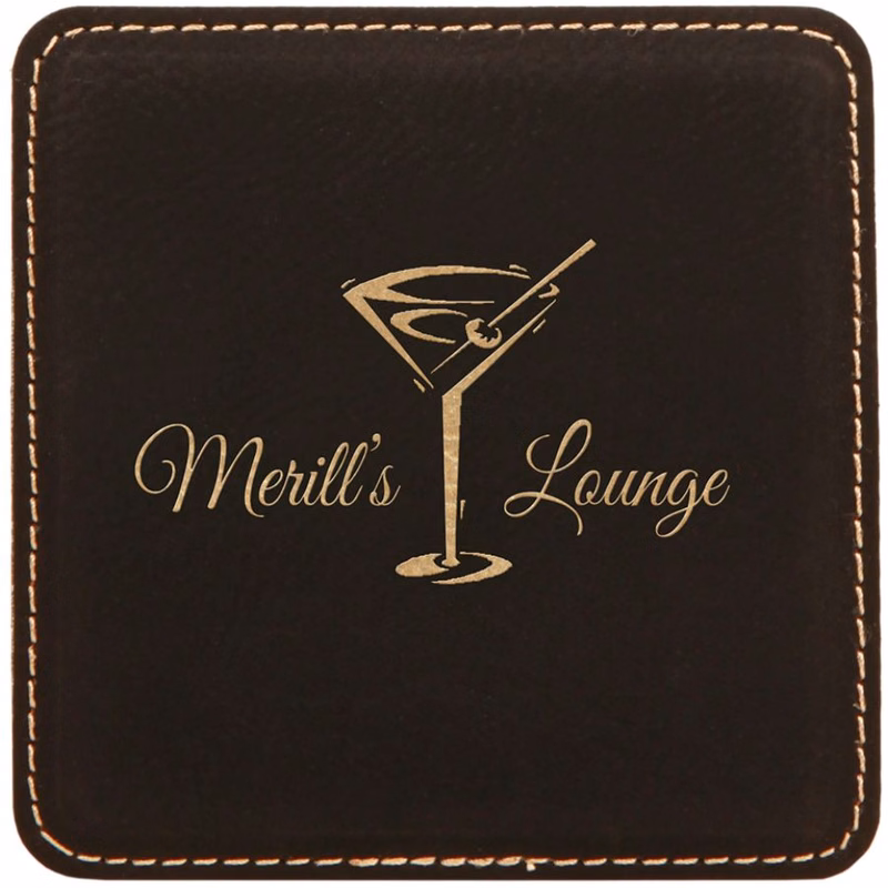 Black Leatherette Individual Square Coaster