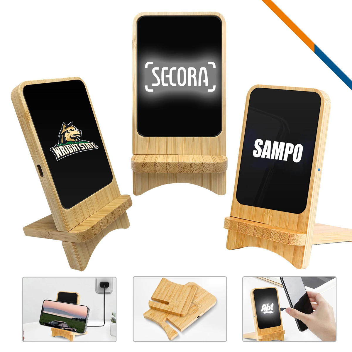 Lionel Light up Bamboo Wireless Quicker Charger Stand 1