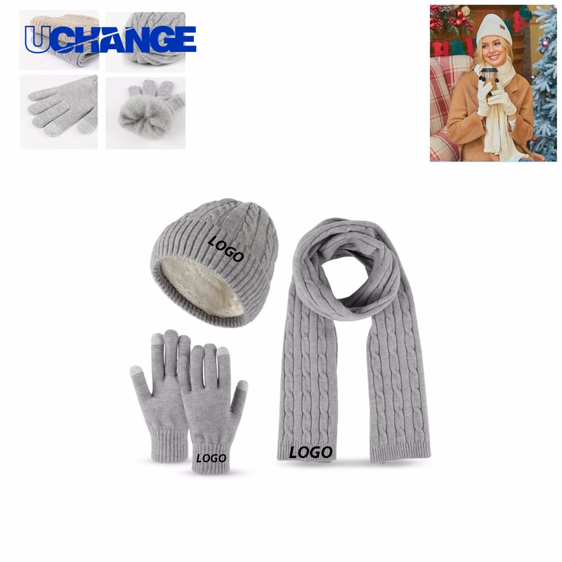 Three-Piece Hat Scarf Gloves Set